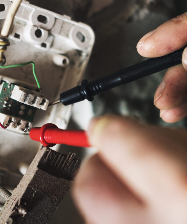 Electrician working house repair installation